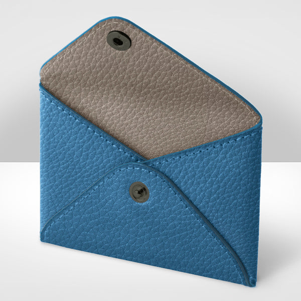 Azur & softgrey leather envelope, open